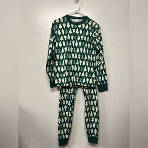 Hannah Andersson Womens Organic Cotton Green White Tree Pajama Set Size Medium